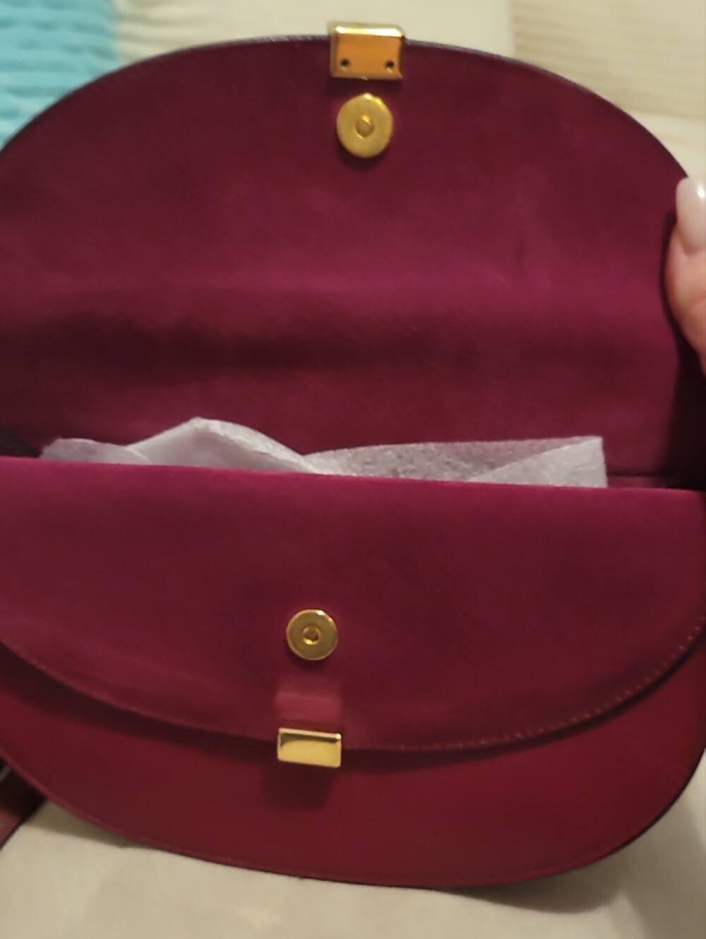 Chloé Georgia Saddle Bag In Burgundy - Picture 3 of 10